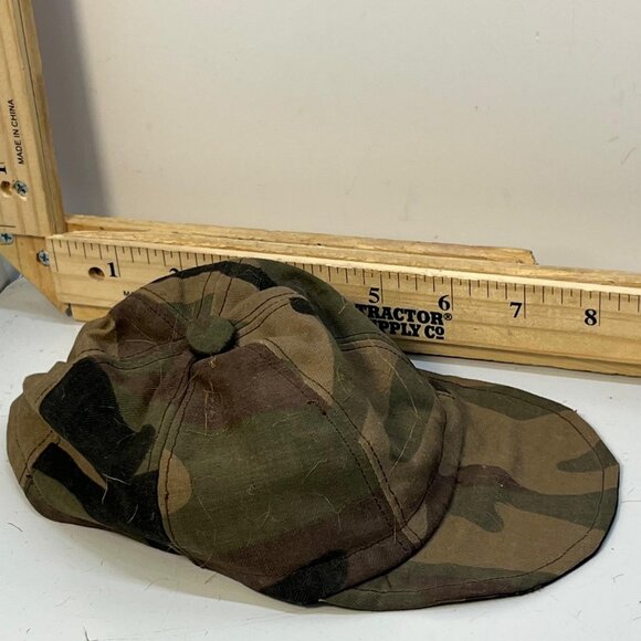 Other - Vintage Woodland Camouflage Military Style Field Cap 6 Panel Snap Brim Hat